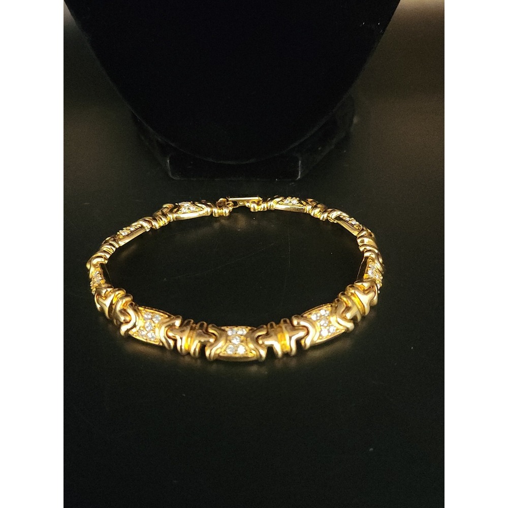 VTG 1990s Joan Rivers Classics Signed Gold Plated Pave Rhinestone Link Bracelet‎